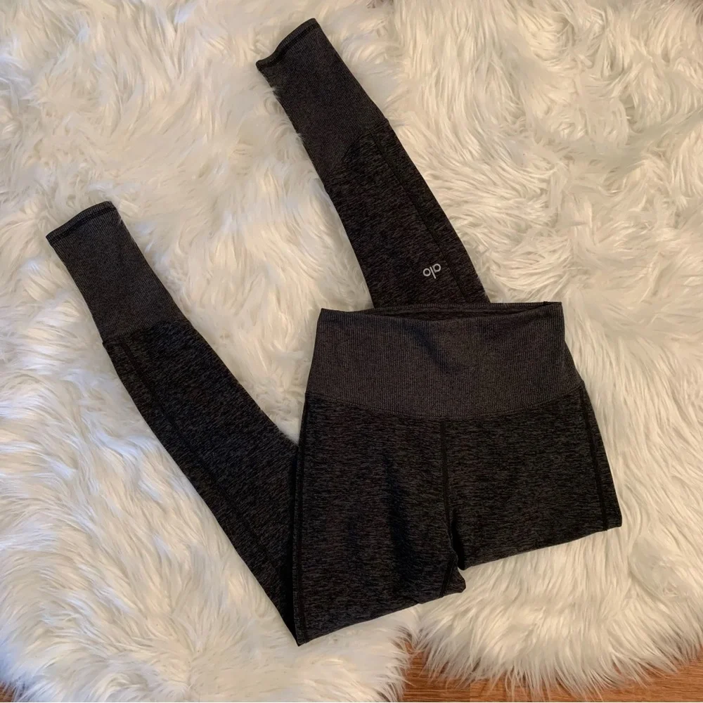 Alo Yoga Alosoft High Waist Lounge Legging Dark Heather Gray XS Activewear